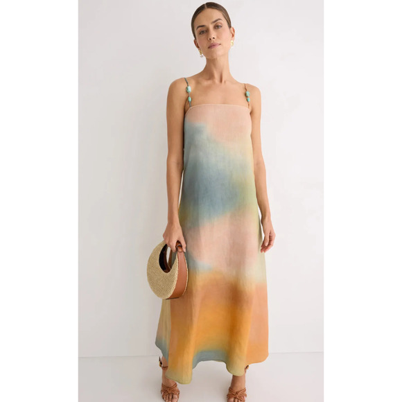 Staud Laura Linen Dress in Multicolor - Size L - Picture 1 of 14